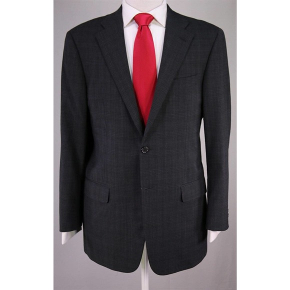 Hickey-Freeman Current Black/Gray Knit Plaid 2-Btn Luxury Wool Suit 42R - Picture 2 of 10